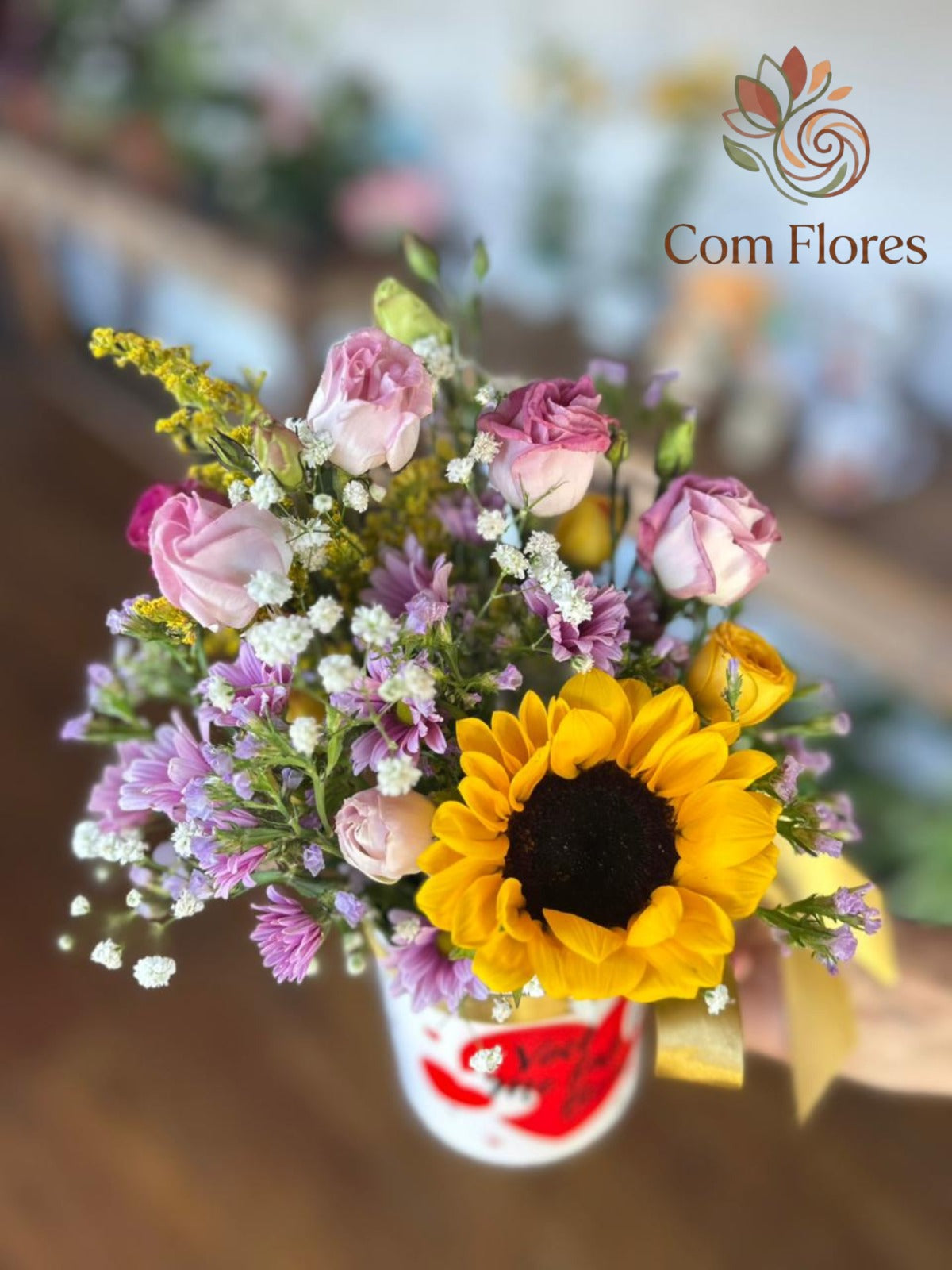 Caneca Girassol Com Flores