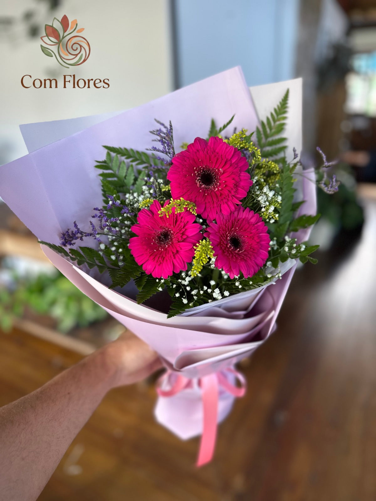 Buquê 3 Gerberas Te amo
